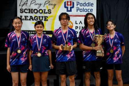 League Champions nexTT (Riko Aizawa, Mitsuko Kimura, coach Gregory Wallace, Dean Damandaman, Leilani Lopez)